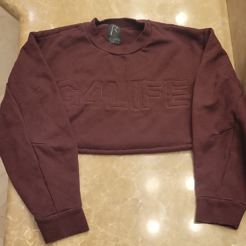 Rihanna Maroon G4LIFE Cropped Sweatshirt, Sz 10